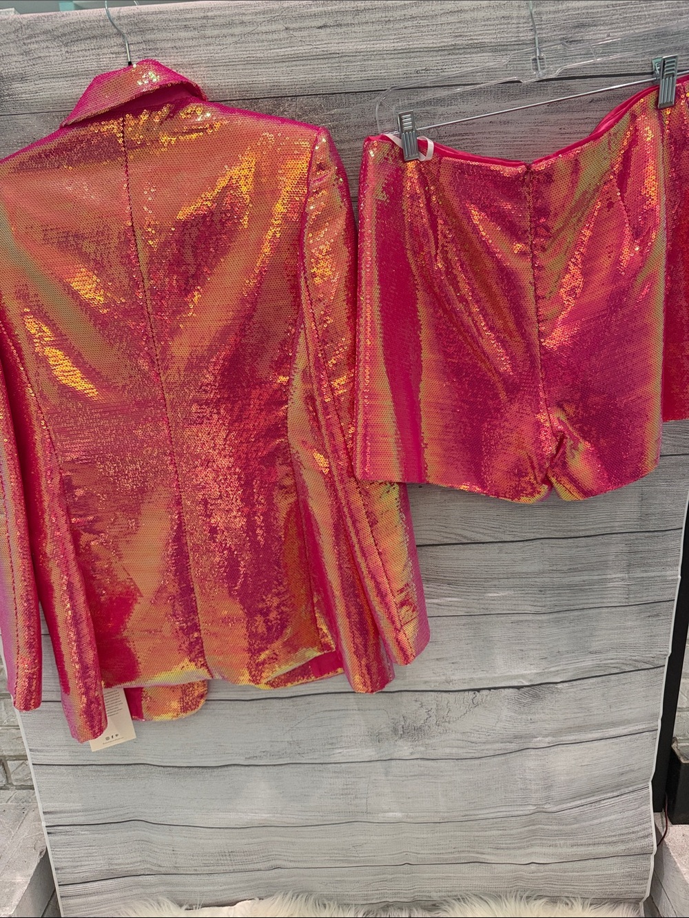 Sequin Pink Blazer & Shorts Suit Set - Picture 5 of 16